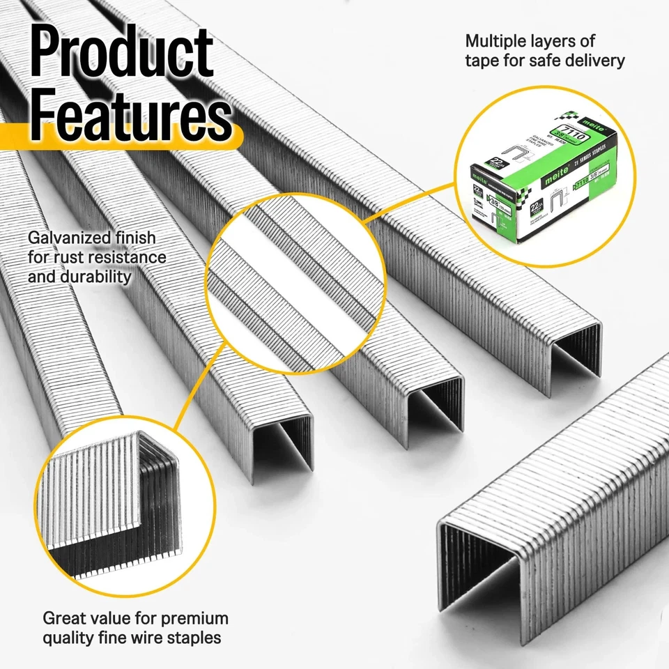 Grapas para tapicería corona calibre 22 serie 71 10.020-200.400 piezas 3/16"- 5/8" Foto 3 de 4