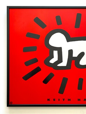 KEITH HARING ESTATE RARE 1993 FRAMED LITHOGRAPH PRINT POSTER