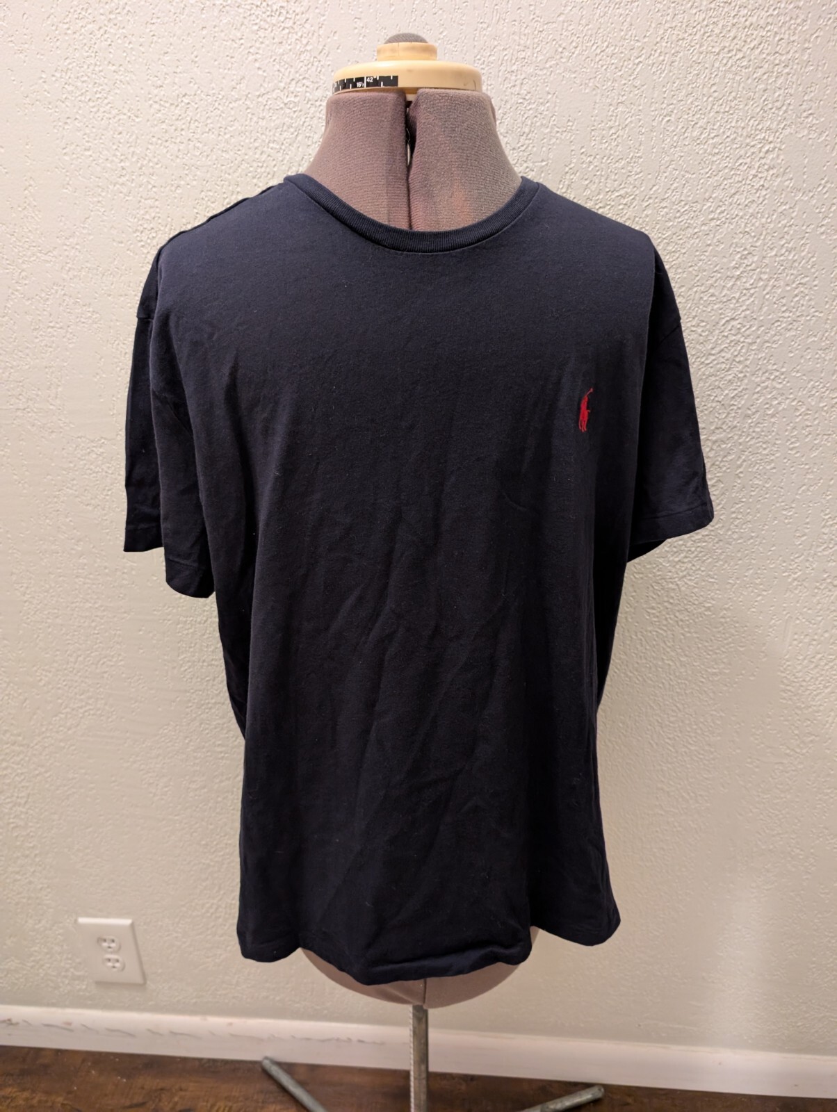 Polo Ralph Lauren t shirt uomo media nera tinta unita girocollo classico preppy rosso pony