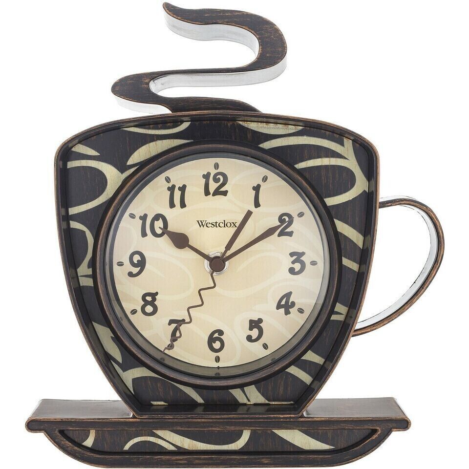 Westclox 8" Analog Quartz Coffee Cup Brown Wall Clock 32038 Brown