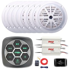 Metra Marine Boat Controller, 8x 5.25'' Speakers, 2x Amplifier, Splitter, Kit