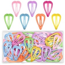 49 Pcs Cute Metal Glitter Hearts Snap Hair Clips for Women  Glitter-Colorful