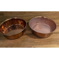 Brookstone Hammered Copper Finish Pet Bowls Set of 2 Non-Skid Dog Cat Bowls