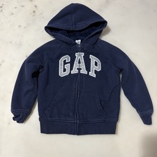 GAP Kids Size S Navy Blue Full Zip Hooded Long Sleeve Hoodie Big Logo Warm