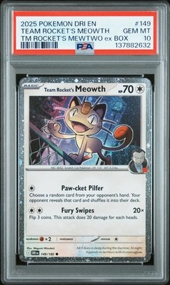 2025 POKEMON DRI EN-DESTINED RIVALS #149 TEAM ROCKET'S MEOWTH PSA