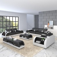 Sofagarnitur Couch Polster Sofa 3+1 Komplett Set Garnituren Design Leder 2Tlg.