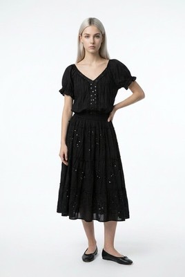 Signature JMB Womens Size Medium Black Tiered Beaded Midi
