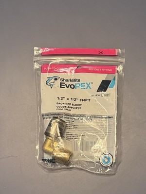 SharkBite K280A EvoPEX Lead-Free Brass 160 PSI Elbow 1/2 in. Push x 1/2 in. MPT
