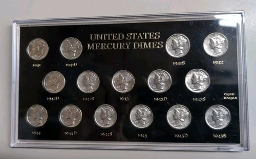 1941-1945-S Set of (15) Mercury Dimes 90% Silver Almost Uncirculated Nice