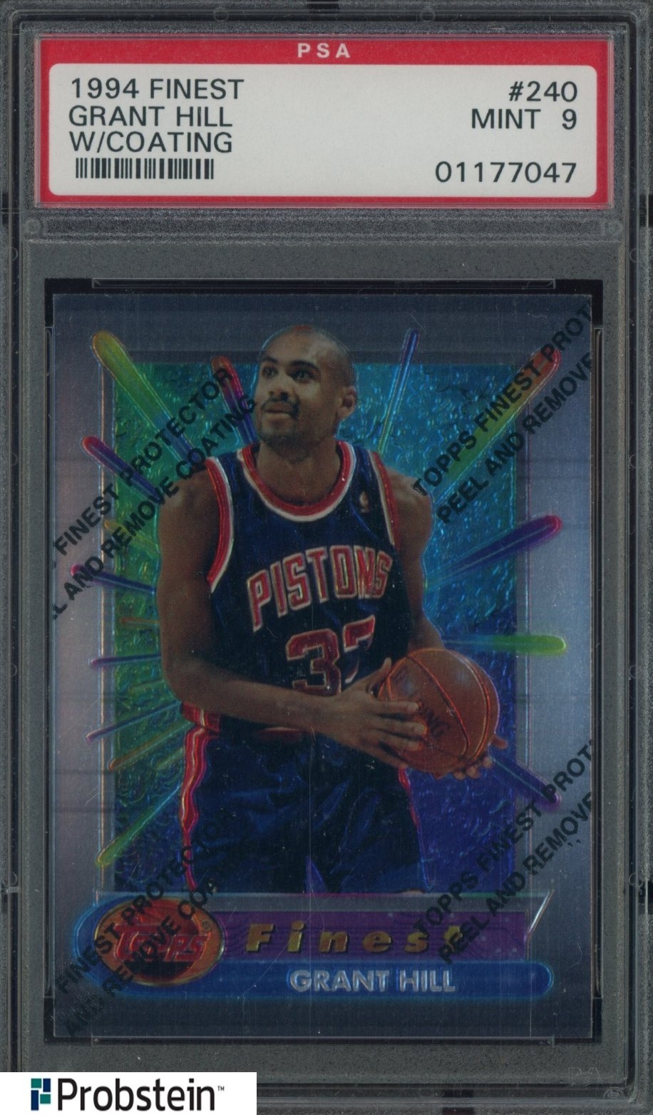1994 Topps Finest #240 Grant Hill Detroit Pistons RC Rookie HOF w/ Coating PSA 9