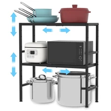 2-Tier Expandable Metal Storage Shelves 150LBS Heavy Duty Shelving Units