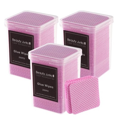 Lint Free Nail Wipes, 600 PCS Eyelash Extension Glue Wipes, Lash Glue Cleanin...