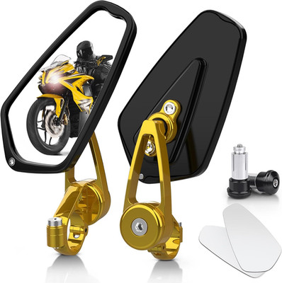 CNC Motorcycle Mirrors - 7/8'' (22Mm) Bar End Rear View Mirrors Compatible with M