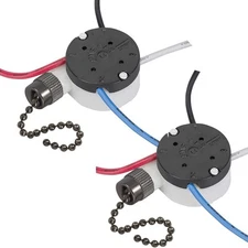 2PS Ceiling Fan Switch Zing Ear ZE-208s E89885 3 Speed 4 Wire Pull Chain Swit...