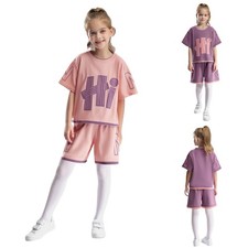 Kids Girls Set With Shorts Outfits 2 Piece Suit Running Round Neck Dance Jazz