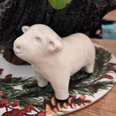 Farmhouse SHEEP Clay Animal With Crackle Glaze 6.5''W x 4'' T