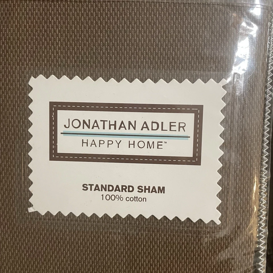 Lot of 3 JONATHAN ADLER Happy Home Brown 1 KING Bedskirt 2 Standard Shams *NEW - Image 3 of 4