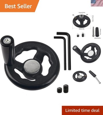 0.47x4inch Diameter Round Hand Wheel W Revolving Knob Handle for Mill Drillpr...