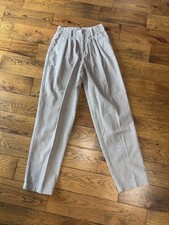 Vintage L.L. Bean Women s Light Gray Corduroy Pleated Chinos Size 8 100 Cotton