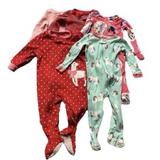 Baby Girl Footie Pajama Lot Size 9-12 Months Cotton Fleece Minnie Disney