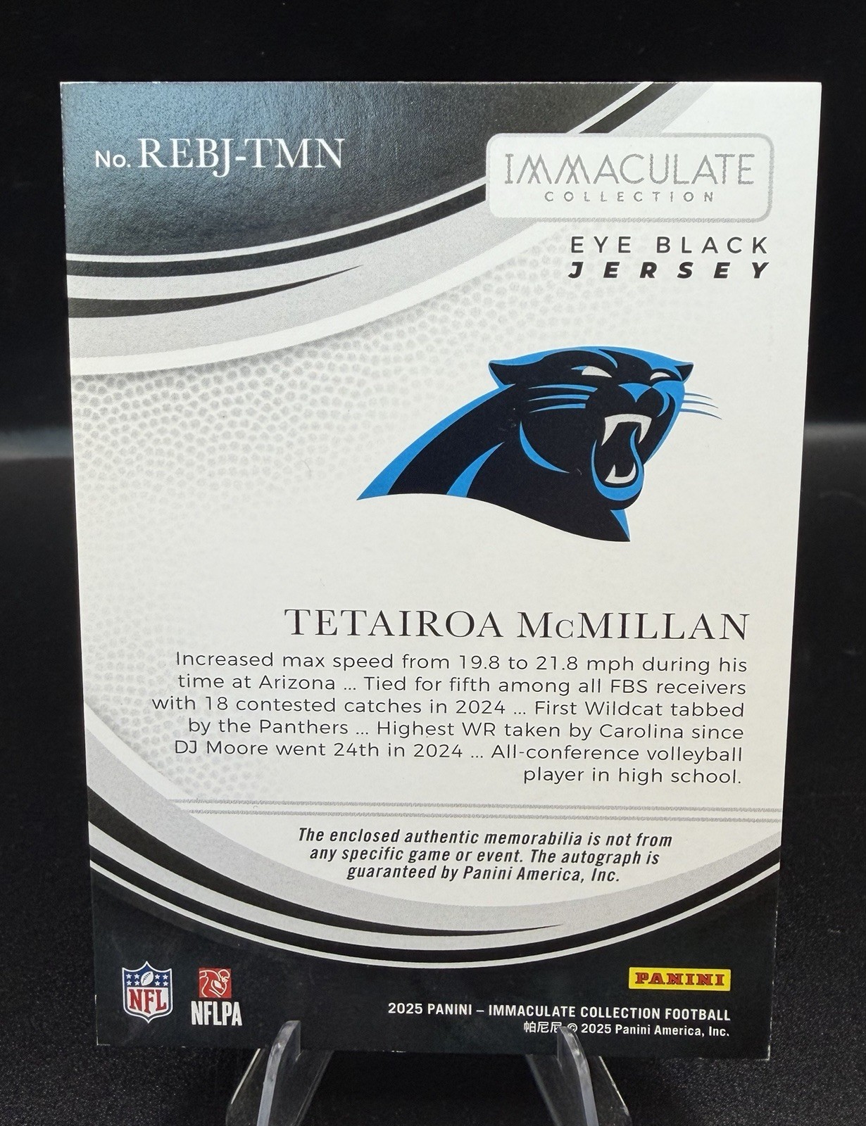 2025 Immaculate Rookie Eye Black Tetairoa McMillan 💥 1/1 💥 Nike RC RPA ROTY AU view 2