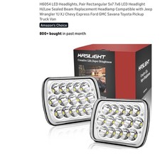 LED Headlights Pair Rectangular 5x7 7x6 Jeep Wrangler TJ XJ Chevy Express GMC
