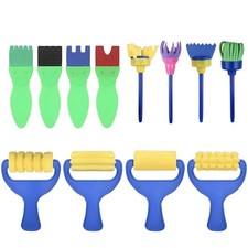 Kids Paint Brushes Set, 12 Pack Washable Sponge Painting Brushes, Early8862