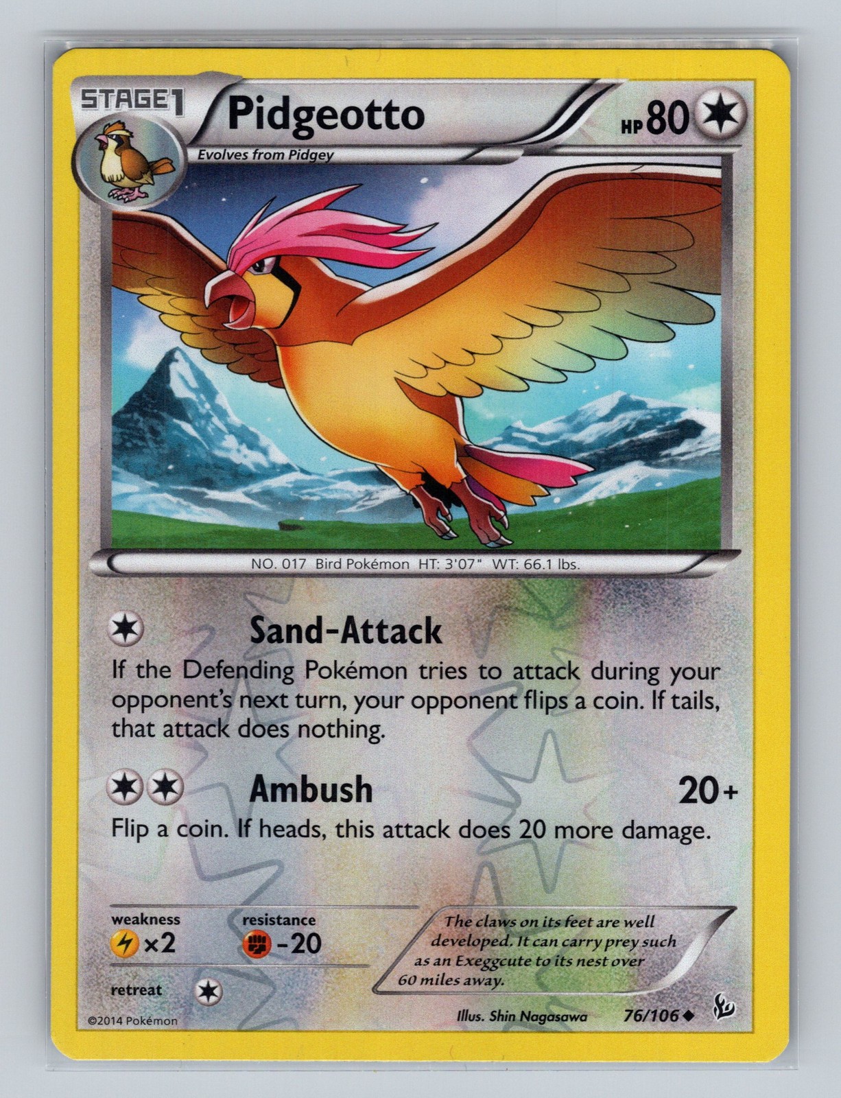 Pidgeotto Uncommon XY - Flashfire 76/106 NM