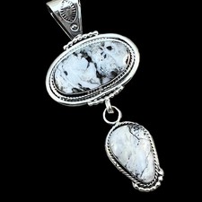 White Buffalo Pendant Sterling silver Navajo Handmade Mike Smith 522