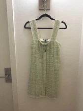 MAJE Rinova Metallic Tweed Mini Dress Light GreenSize 36 NEW