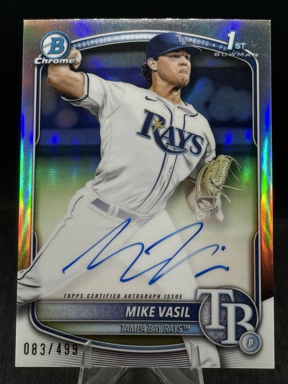 2025 Bowman Chrome Autograph Refractor #CPA-MV Mike Vasil Auto 1st /499 Rays