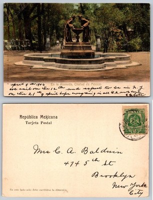 En La Alameda Ciudad De Mexico Fountain Postcard