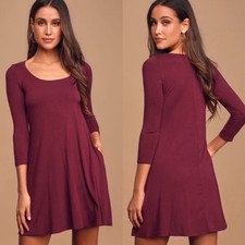 Lulus Twirl Power Wine Red Swing Dress Size M