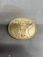 1987 Marlboro Belt Buckle - Solid Brass - Philip Morris Inc - Ox  Star USA