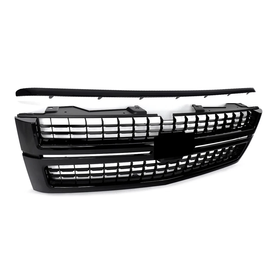 For Silverado 2500HD 07-10 Gloss Black Grille w/ Square Mesh Insert w/ Hood Trim - Imagem 4 de 4