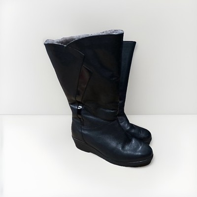 Salamander Lurpolster Shearling Boots Womens Leather Black Made Germany Sz 7