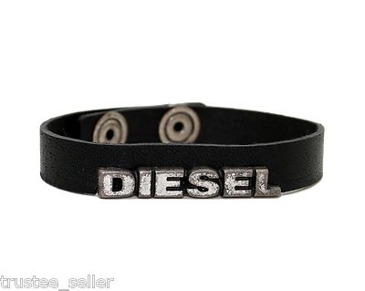 ★クール在庫あり★Diesel Font Black Leather Stack Bracelet Men's Black leather bracelet | Black | Diesel