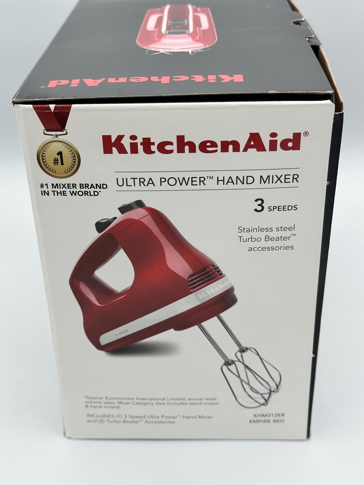 KITCHEN AID mIxer Red KHM312ER 3 Speed hand held baking kitchen cake