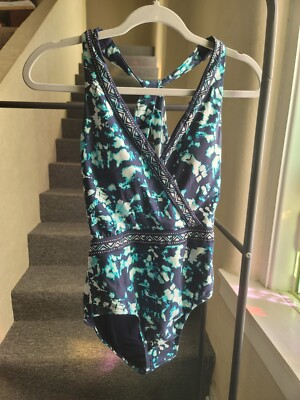 Jantzen JZ20102M Mare Swimsuit One Piece Swim Blue Pattern NEW NWT SIZE 6