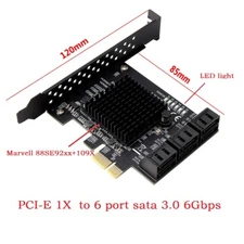 PCIe PCI Express to 6G SATA3.0 6-Port SATA III Expansion Controller Card Adapter