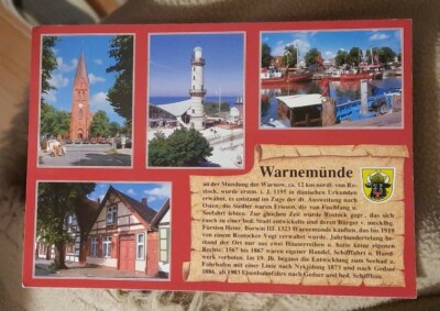 2015 Warnemünde near Hanseatic city of Rostock Baltic Sea coat of arms 4 photos text stamp stamp