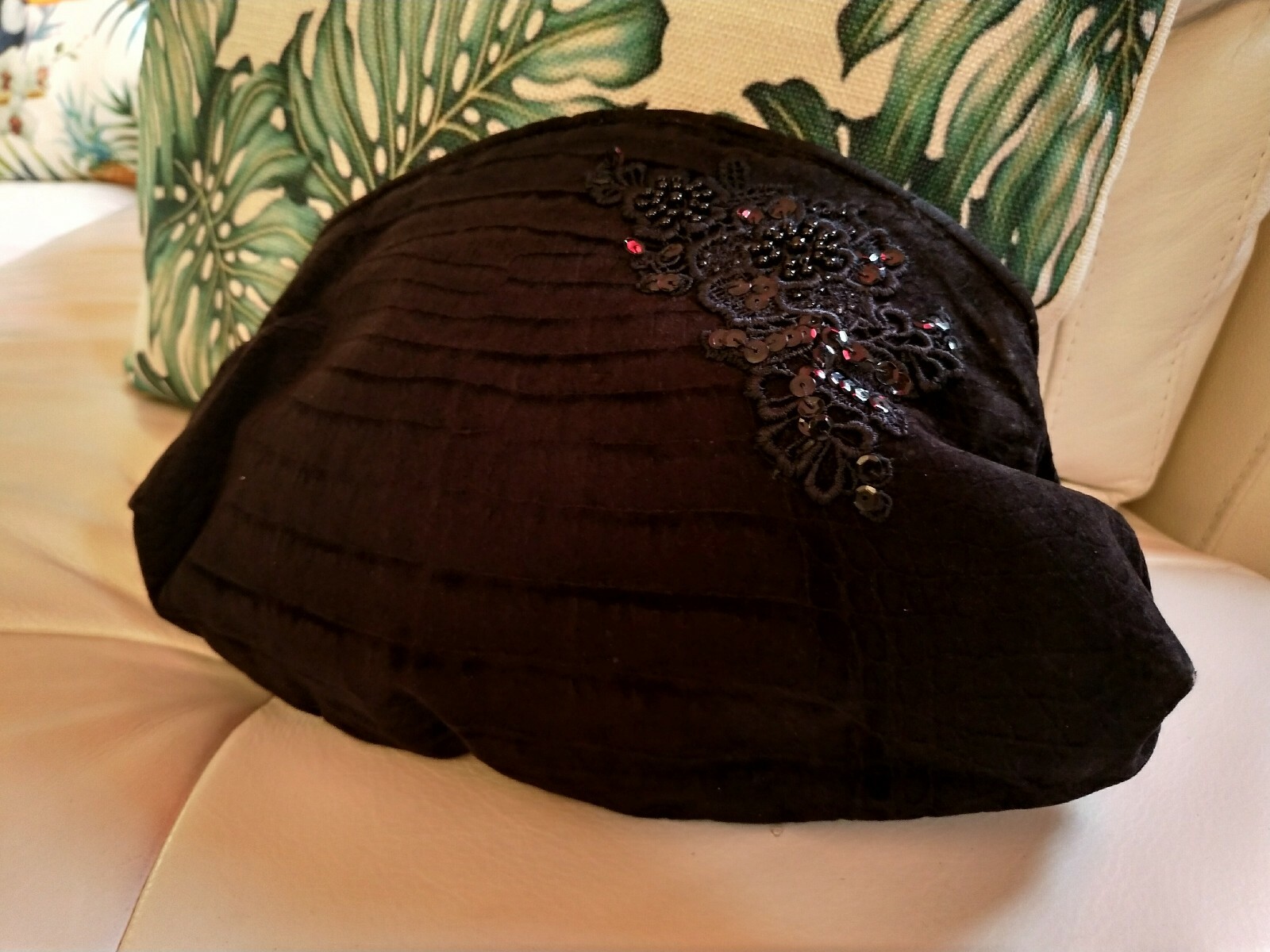 SAOLA Borsa da sera a mano in velluto nero lavorato vintage marchio BAG SPORT