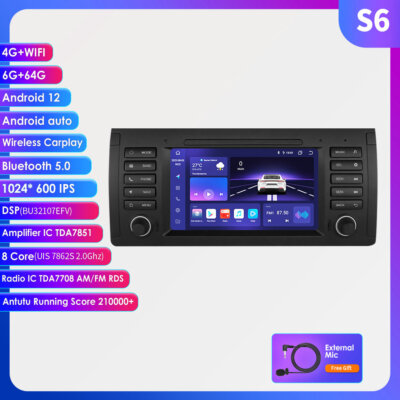 64GB Android 13 DAB+ Autoradio 8-Kern Navi BMW 5er E39 M5 WiFi OBD2 DSP CarPlay