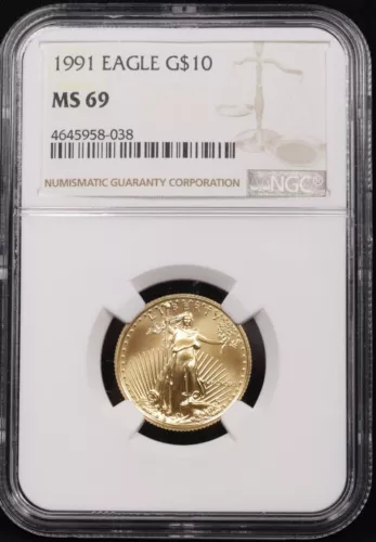 NGC 1991 $10 1/4 oz Gold Eagle MS69 #4645958-038