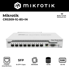 MikroTik CRS309-1G-8S+IN 9 Port Desktop Switch 1 Gigabit Ethernet 8 SFP+ 10Gbps