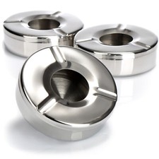 3x Aschenbecher aus Edelstahl - Windaschenbecher mit abnehmbarem Deckel