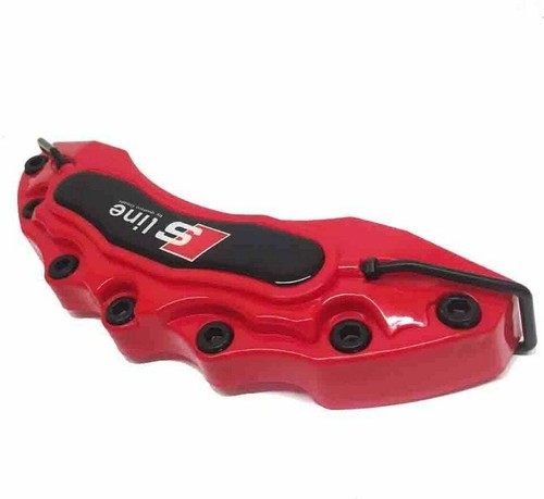 4x ABS PLASTIC For Audi S Line Brake Caliper Covers Set Kit Red + SILICONE - Picture 6 of 7
