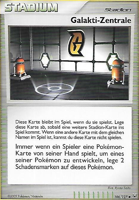 GALAKTI-ZENTRALE "GALACTIC HQ" GERMAN Platinum Pokemon STADIUM Card  #106/127 EX