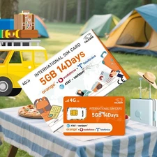 TALKSIM International 4G LTE SIM Card | 5GB High-Speed Data | 14 Days