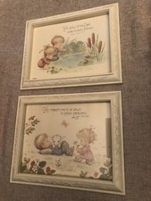 Vintage Homco DBGCI Framed Prints Set Of 2 Nursery Psalm Children Bible Verses